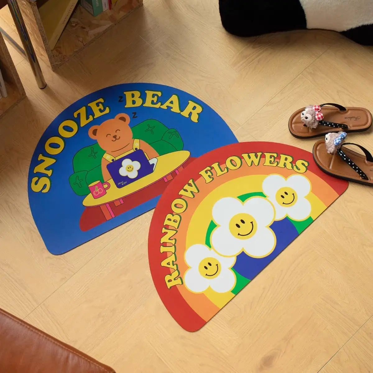 VIKAMA Rainbow Flower Anti-Slip Floor Mat