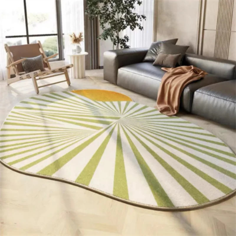 VIKAMA Pink Faux Cashmere Rug Irregular Soft Non-Slip Bedside Bedroom Floor Mat Home Decor