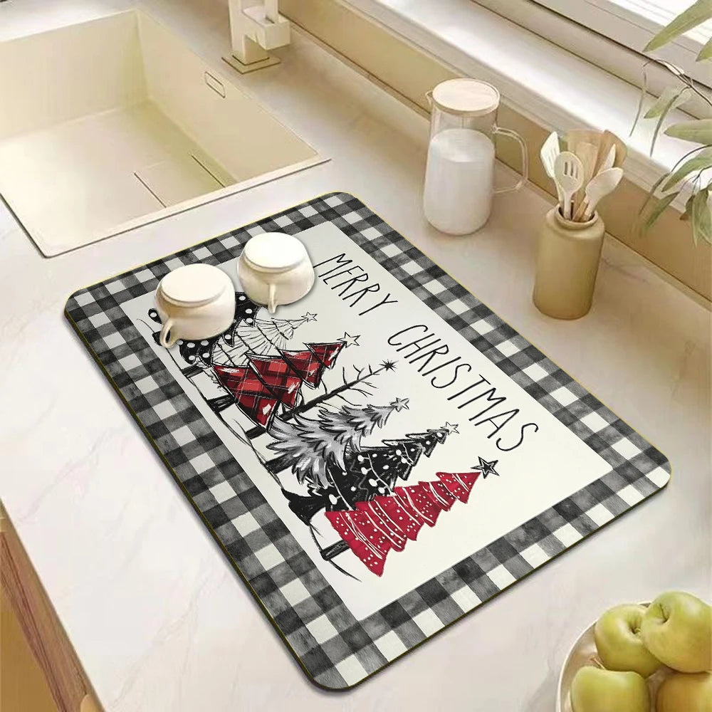 Christmas Tree Absorbent Kitchen Drying Mat