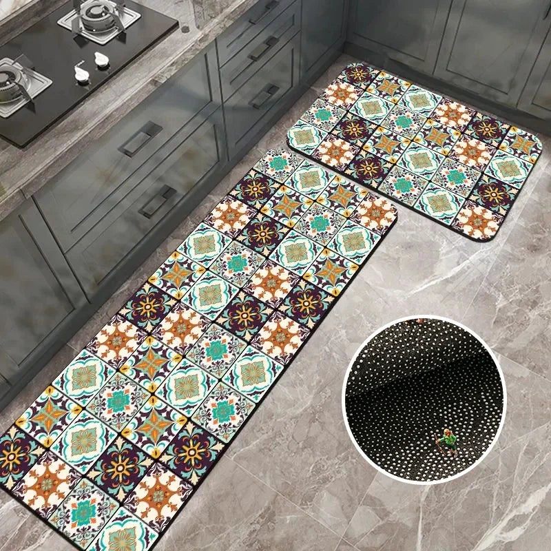 VIKAMA Kitchen Oil-Resistant Floor Mat Absorbent Quick-Dry Non-Slip Bathroom Doormat
