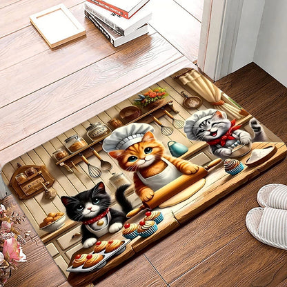 VIKAMA Cute Kitten Kitchen Anti-Slip Doormat