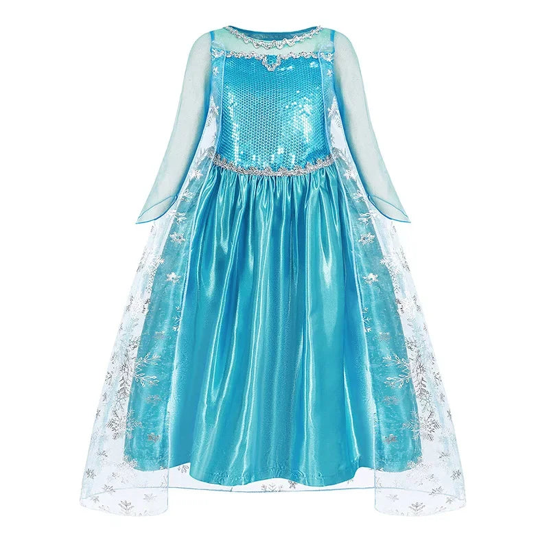 Disney Frozen Elsa Anna Mesh Ball Gown Costume Dress For Girls