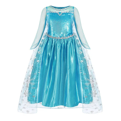 Disney Frozen Elsa Anna Mesh Ball Gown Costume Dress For Girls