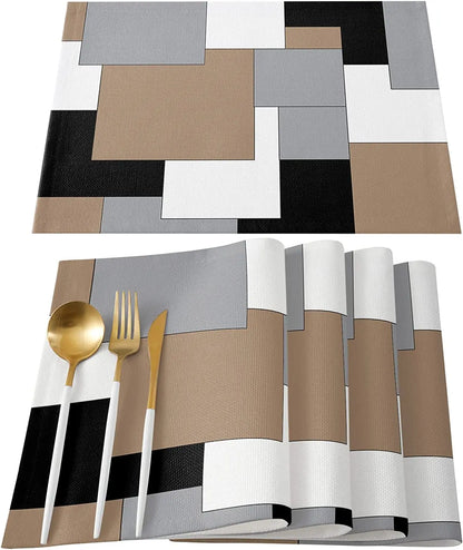 Abstract Purple Black Grey Patchwork Placemat Set