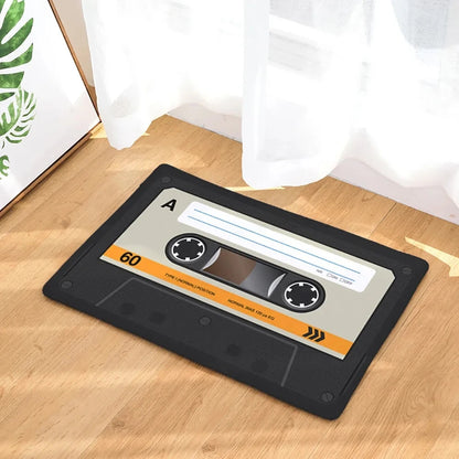 Retro Cassette Tape Door Mat Music Theme Non-Slip Carpet Living Room Bedroom Kitchen Home Decor
