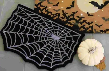 VIKAMA Black Spider Web Halloween Rug Non-Slip Bathroom Living Room Bath Mat Home Decor