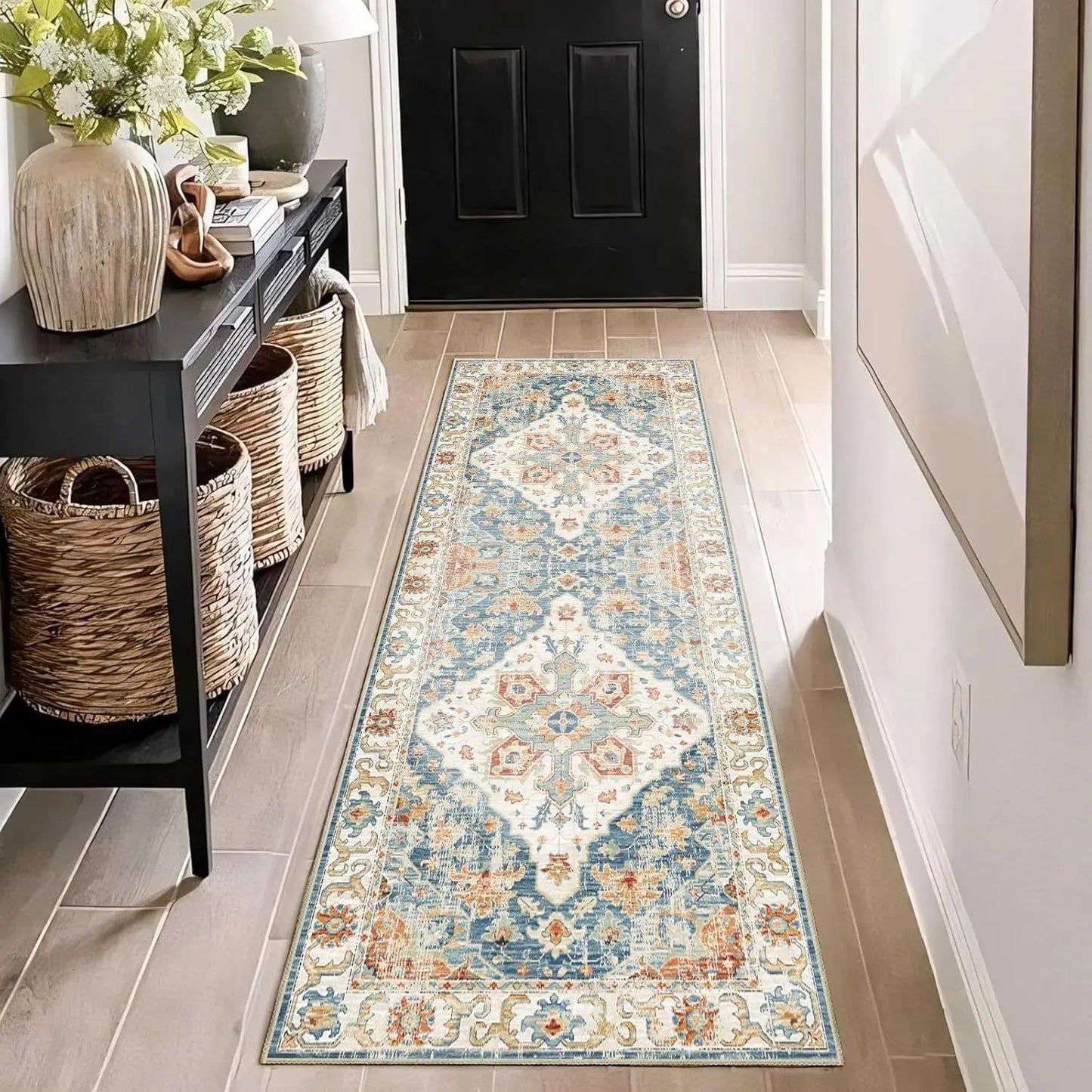 VIKAMA Bohemian Runner Rug Long Carpet Soft Non-Slip Kitchen Bedroom Living Room Entrance Floor Mat