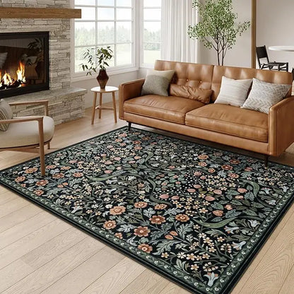 Floral vine pattern soft floor rug