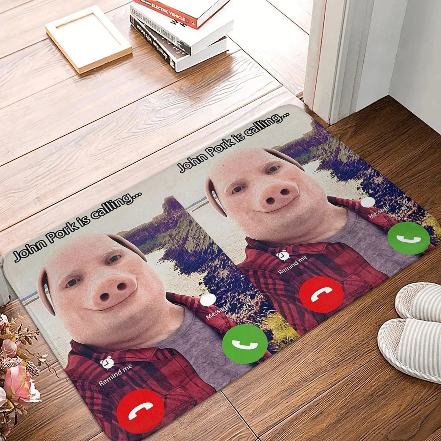 John Pork Calling Welcome Doormat