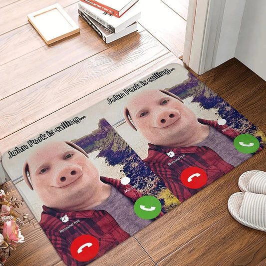 John Pork Calling Welcome Doormat