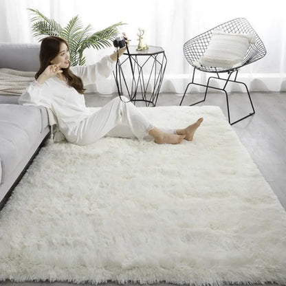 Machine Washable Grey Shaggy Area Rug Soft Fluffy Non-Slip Indoor Carpet