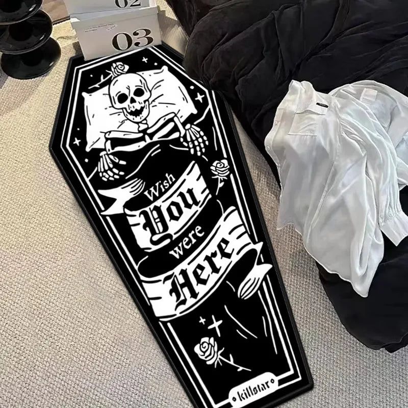 VIKAMA Halloween Gothic Skull Vampire Rug Bedroom Living Room Entrance Mat Home Decor