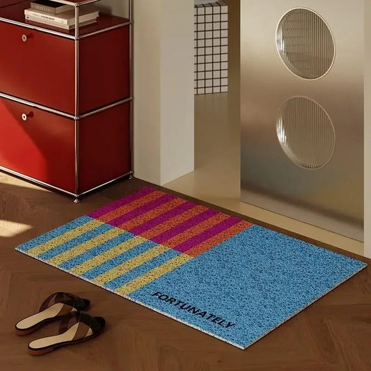 Hippie Club Silk Ring Entry Door Mat Non-Slip Dirt Scraper Memphis Style Floor Carpet