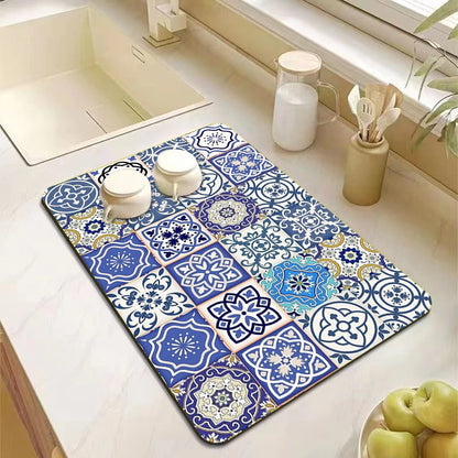 Mandala Absorbent Kitchen Counter Mat