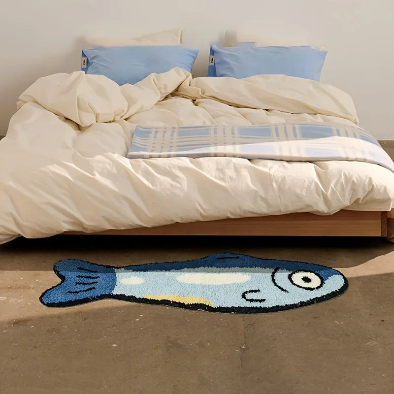 VIKAMA Cute Salted Fish Long Carpet 40x120cm Living Room Bedroom Bedside Floor Mat