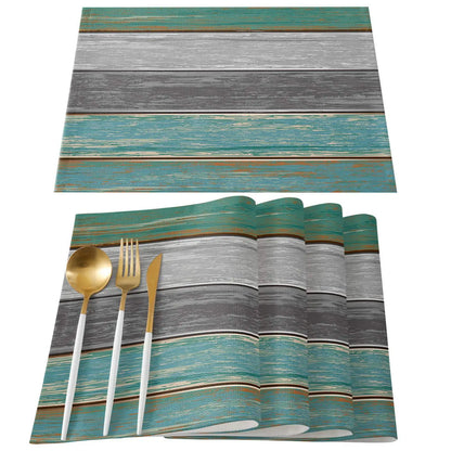 Retro Barn Wood Texture Polyester Placemat Set