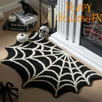 Black Spider Web Halloween Non-Slip Bath Rug