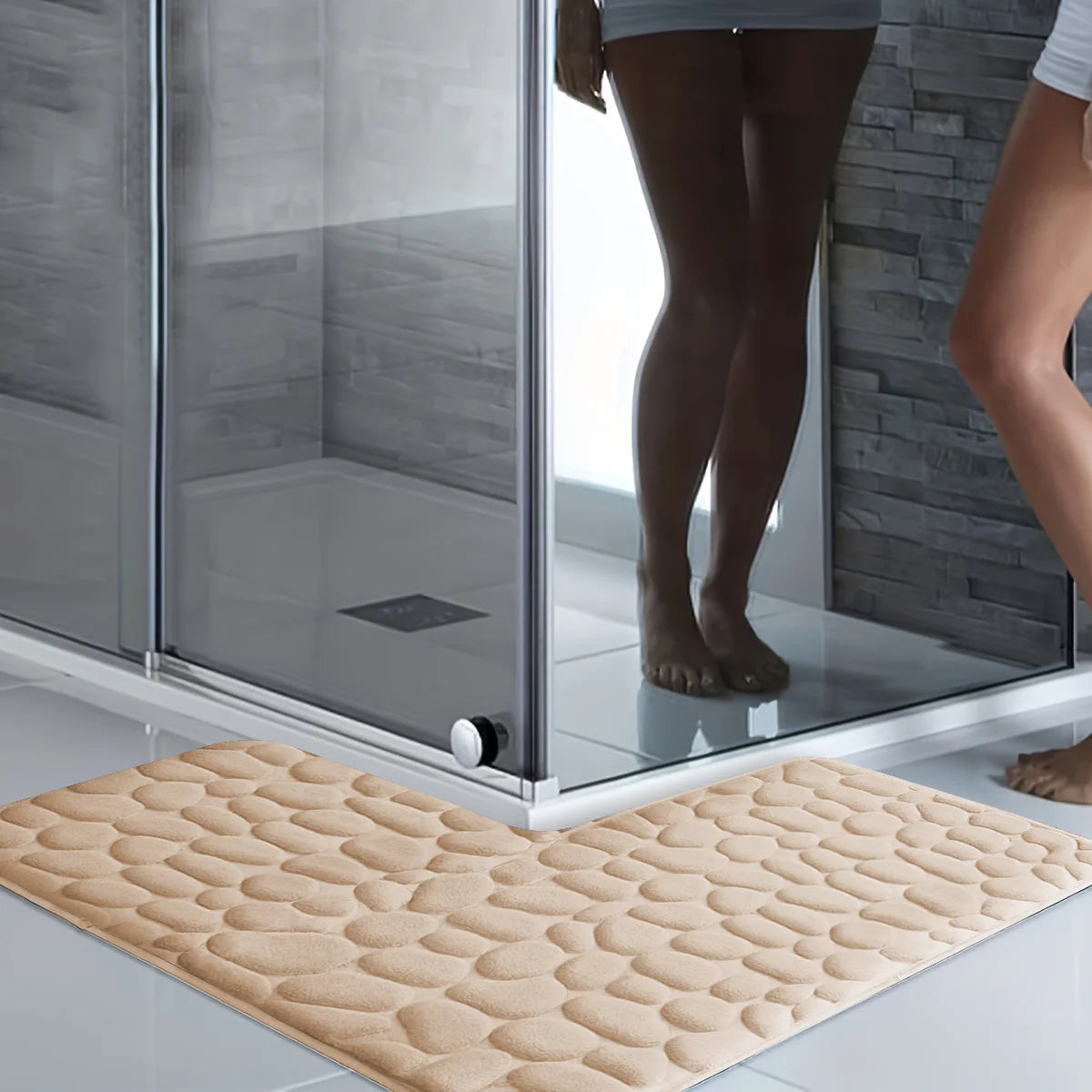 Flannel L-Shaped Non-Slip Absorbent Bath Mat