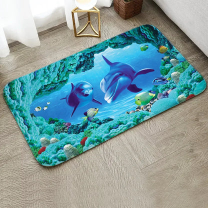VIKAMA Coastal Ocean Life Non-Slip Doormat