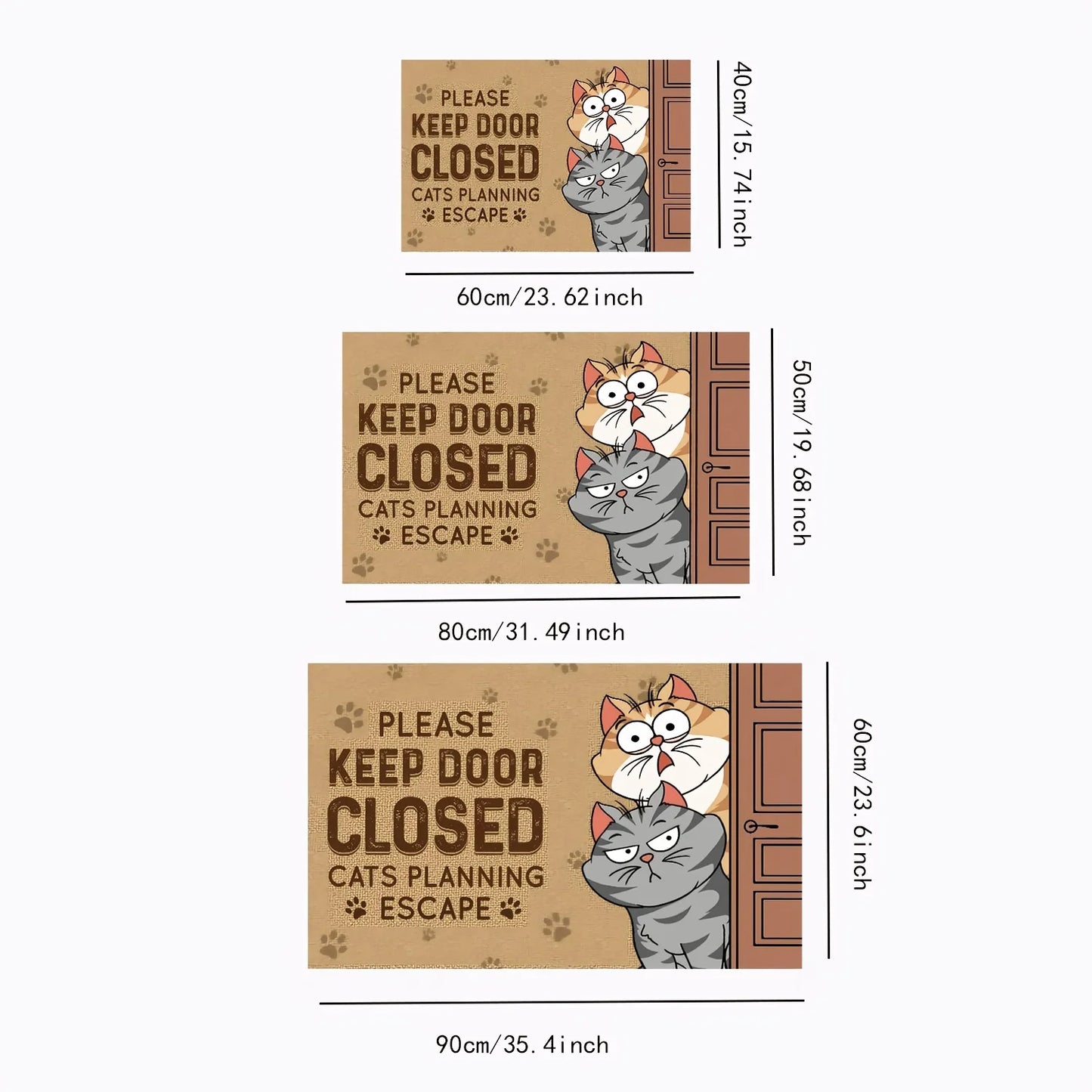 VIKAMA Cartoon Cute Cat Rug Washable Non-Slip Door Mat Bedroom Living Room Welcome Carpet Outdoor Floor Rug Home Decor