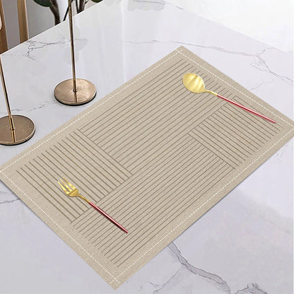 Geometric gold leaf linen placemats set