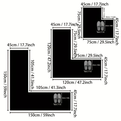 Simple L-Shaped Kitchen Non-Slip Floor Mat Diatom Mud Absorbent Bathroom Corner Door Foot Mat