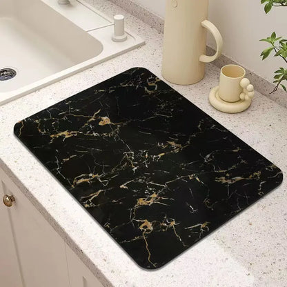 Marbled Diatomite Coffee Mat Absorbent Quick-Dry Non-Slip Kitchen Bathroom Rug