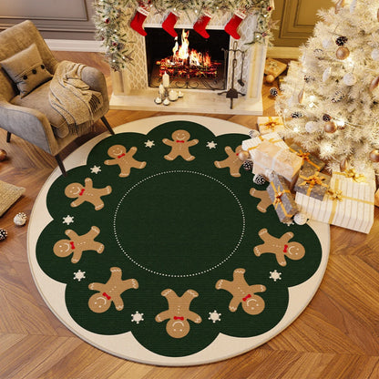 VIKAMA Christmas Tree Round Anti-Slip Rug