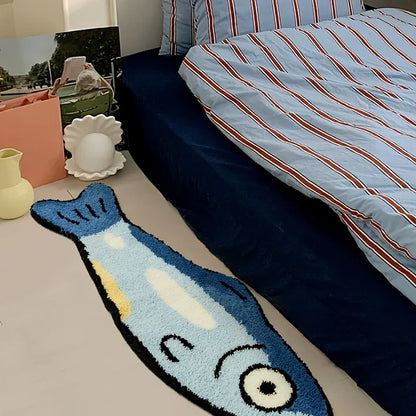 VIKAMA Cute Salted Fish Long Carpet 40x120cm Living Room Bedroom Bedside Floor Mat