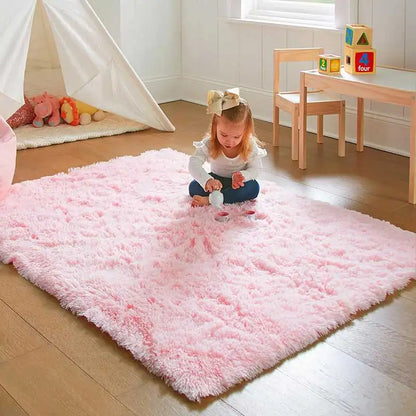 Pink Fluffy Girls Bedroom Area Rug