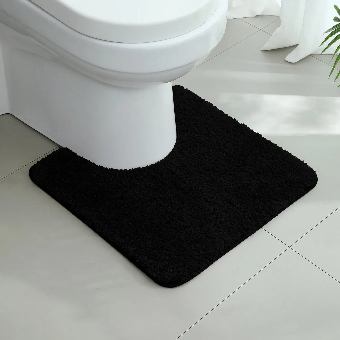 U-Shaped Thick Plush Bathroom Mat Absorbent Non-Slip Toilet Rug Bathtub Entrance Floor Carpet Home Decor