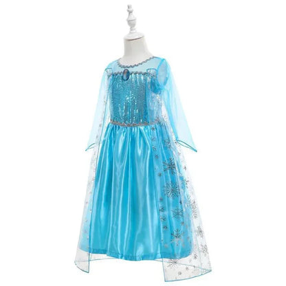 Disney Frozen Elsa Snow Queen Cape Costume Dress For Girls