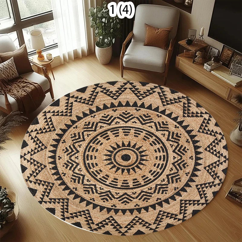 Boho Geometric Round Area Rug