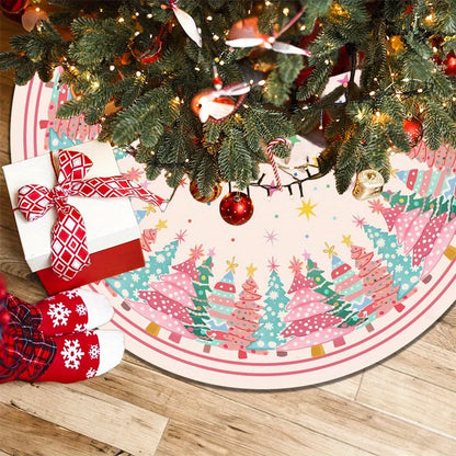 VIKAMA Pink Snowflake Christmas Tree Skirt Rug
