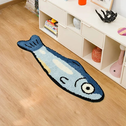 VIKAMA Cute Salted Fish Long Carpet 40x120cm Living Room Bedroom Bedside Floor Mat