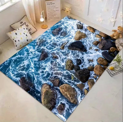 3D water pool rock illusion rug