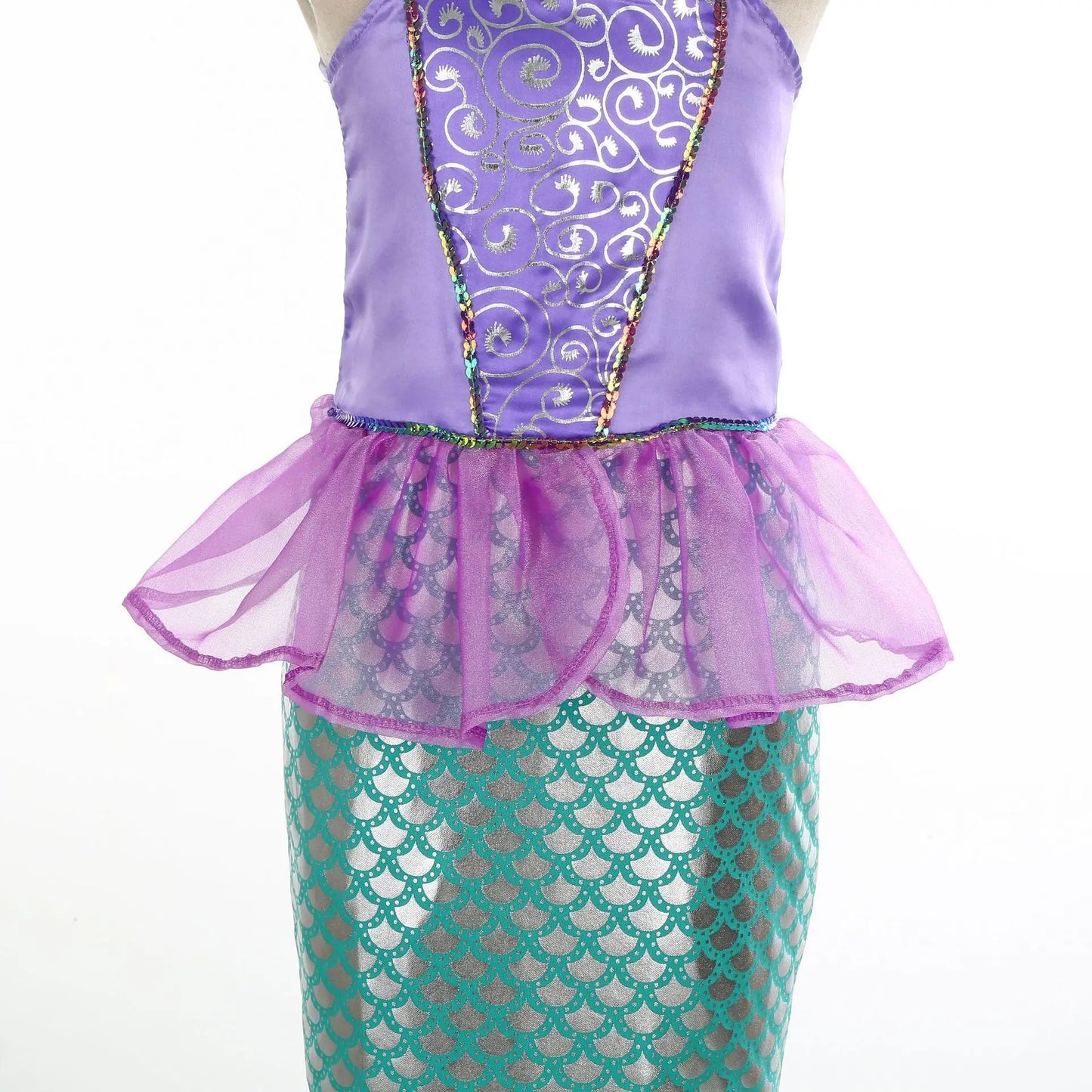 Disney Purple Mermaid Princess Costume Dress For Girls