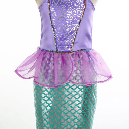 Disney Purple Mermaid Princess Costume Dress For Girls