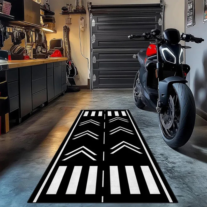 VIKAMA Motorcycle Display Mat Anti-Slip Racing Garage Runner Rug Parking Area Floor Mat