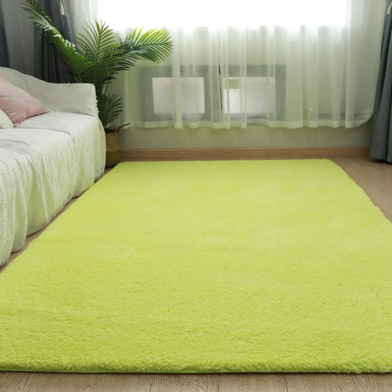 Beige Fluffy Bedroom Area Rug