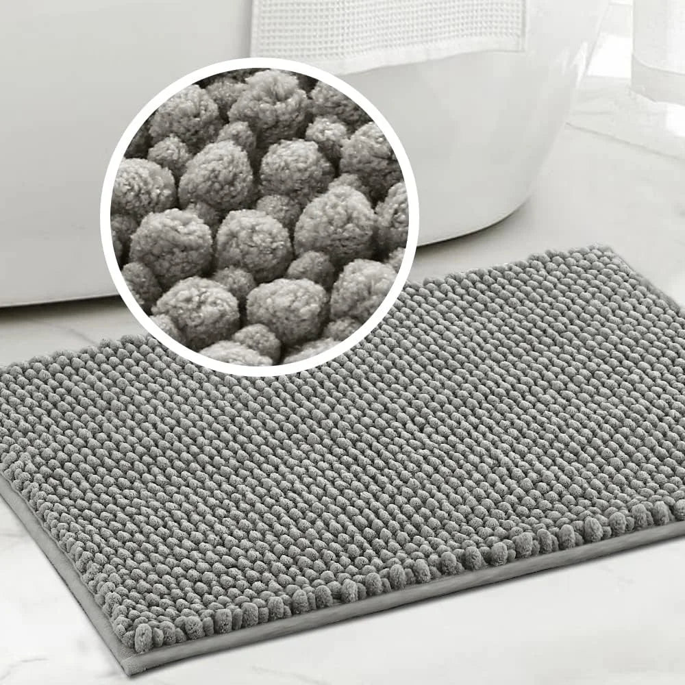 Super Plush Microfiber Anti-Skid Bathroom Carpet Absorbent Machine Washable Chenille Bath Mat Quick Drying Floor Mat