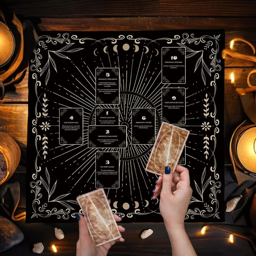 VIKAMA Celtic Cross Tarot Tablecloth Divination Altar Cloth Witchcraft Decor