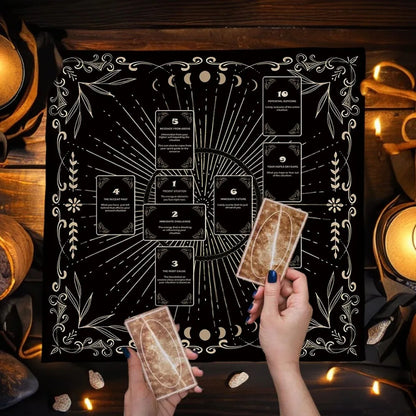 VIKAMA Celtic Cross Tarot Tablecloth Divination Altar Cloth Witchcraft Decor