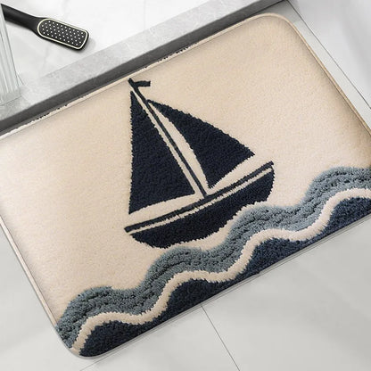 Cartoon Fish Bathroom Mat Non-Slip Absorbent Shower Room Carpet Machine Washable Floor Rug Home Decor