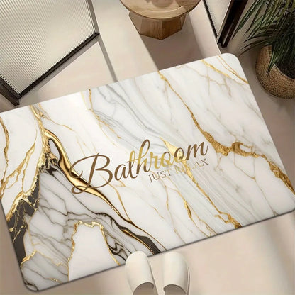 VIKAMA Marble Bath Mat Non-Slip Bathroom Kitchen Door Rug Home Decor