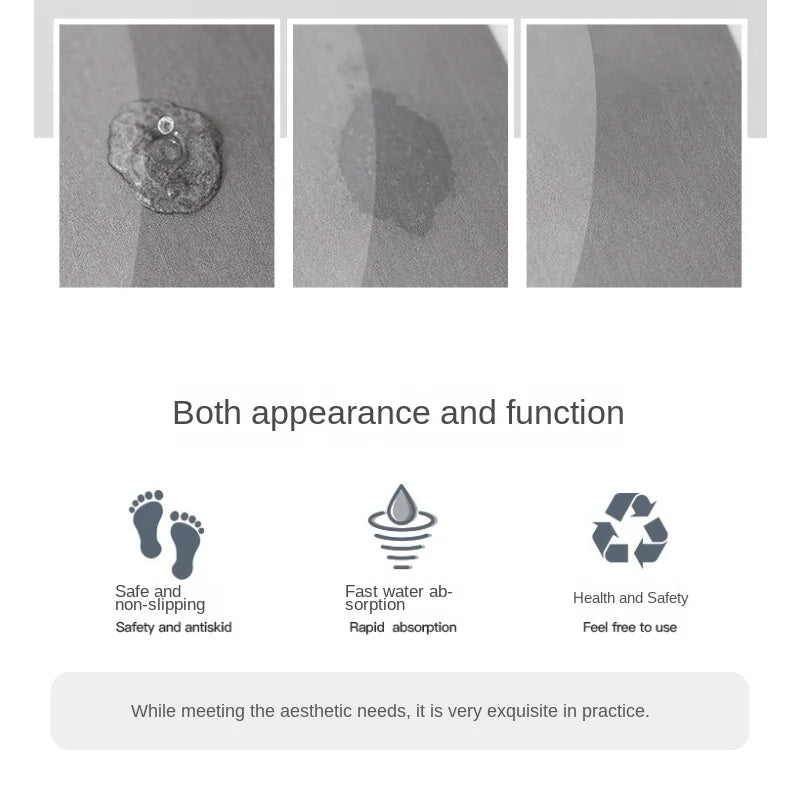 VIKAMA Super Absorbent Bathroom Floor Mat Non-Slip Toilet Kitchen Carpet