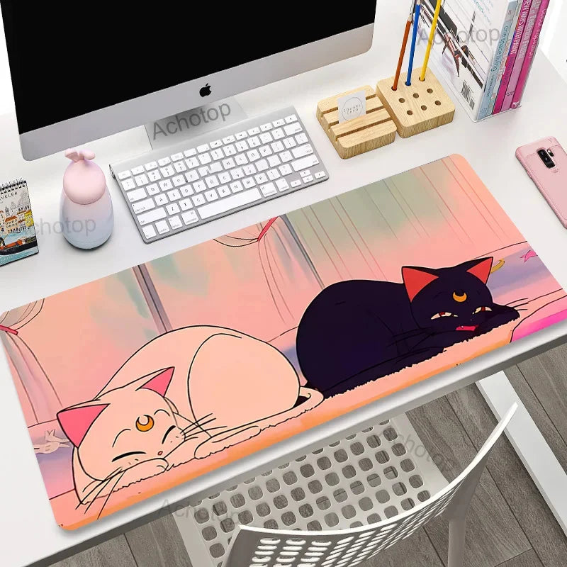 Cute Anime Cat Extended Gaming Desk Mat