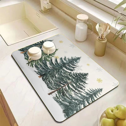 Christmas Tree Absorbent Kitchen Drying Mat