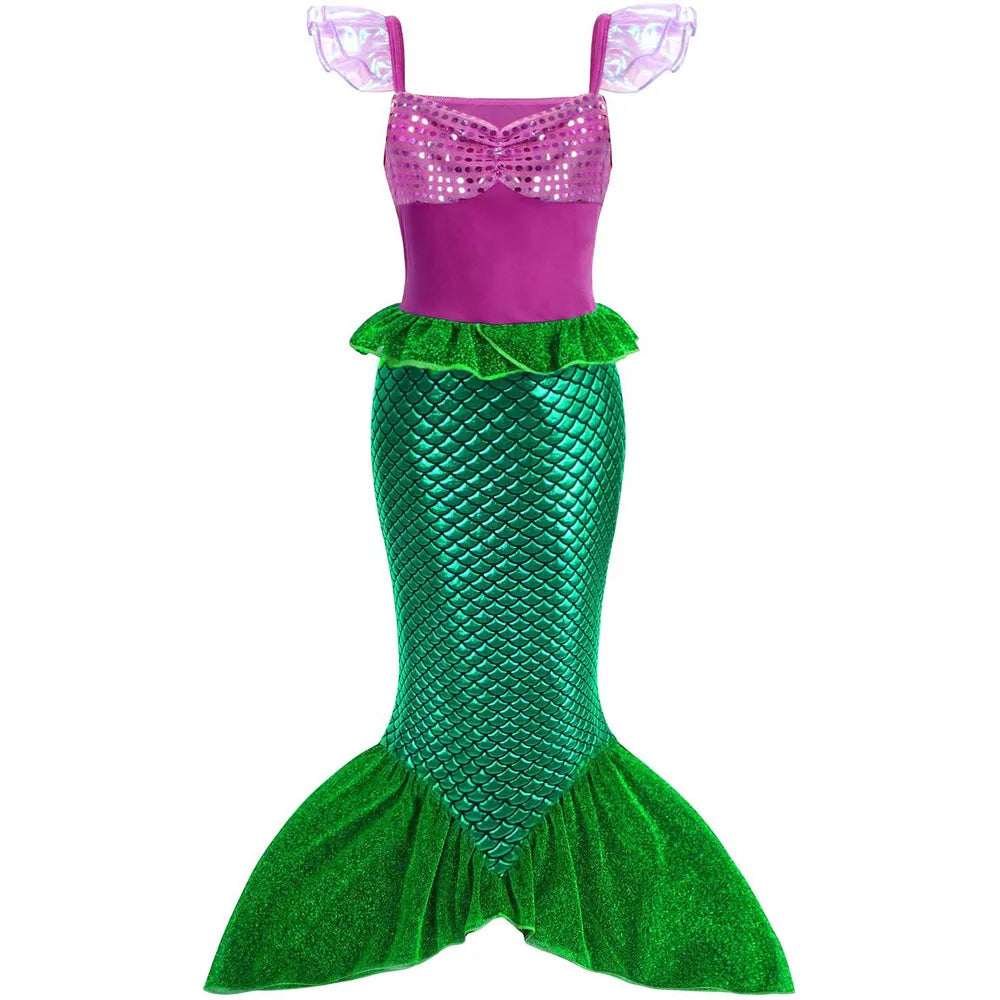 Ariel Little Mermaid Princess Costume Dress For Girls