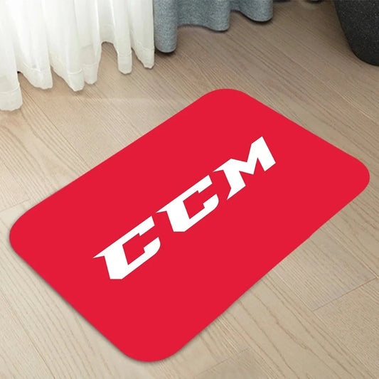 CCM Hockey Sports Letter Design Athlete Silhouette Welcome Door Mat